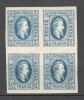 Romania.1865 Principele Cuza in oval 5 Par. albastru bloc 4 XR.16, Nestampilat