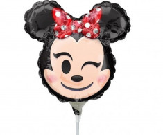 Balon mini figurina Minnie Mouse Emoticon - 22 x 22 cm, umflat + bat si rozeta, Amscan 36363 foto