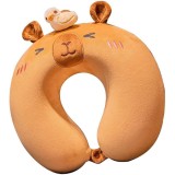 Pern&Auml; travelcapy, suport ergonomic pentru g&Atilde;&cent;t &Egrave;i cap, spum&Auml; cu memorie, 30x30 cm, sistem de prindere cu capse, maro