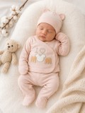 Cumpara ieftin Set Serde bebeluși nou-născut 0&ndash;3 luni, 5 piese cu imprimarea &bdquo;I Love Mom&rdquo;