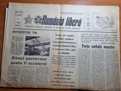 romania libera 19 iulie 1978-contributia vizitei lui ceausescu in marea britanie foto