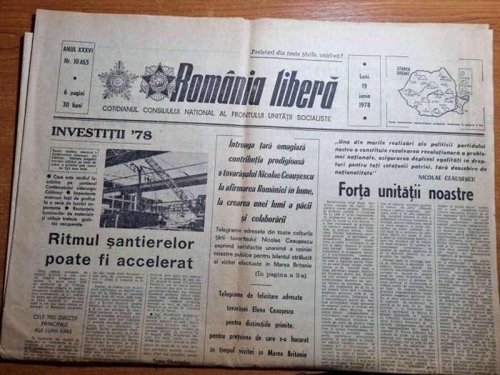 romania libera 19 iulie 1978-contributia vizitei lui ceausescu in marea britanie