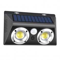 Lampa solara pentru exterior COB LED, 20 W, 2 x LED, 800 lm, senzor miscare foto