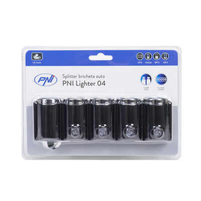 Incarcator Auto Pni Lighter Cu 4 Iesiri Bricheta 12V/24V |2 Iesiri Usb (1A)| Led foto