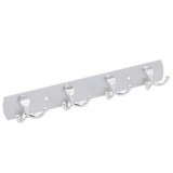 Cuier, prindere pe perete, 8 agatatoare, gri, metal, 30.5 x 4 cm, Oem