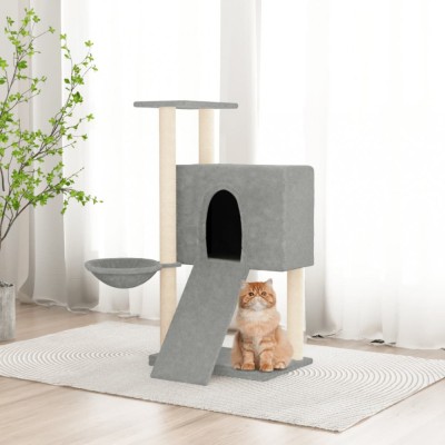 vidaXL Ansamblu de pisici, st&amp;acirc;lpi din funie sisal, gri deschis, 96 cm foto