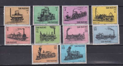 SAN MARINO,1964 LOCOMOTIVE MI.814-823 MNH foto