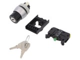 Comutator rotativ cu cheie 22mm 2 poziții negru IP65