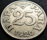 Moneda istorica 25 PARA - YUGOSLAVIA, anul 1920 * cod 1734 A