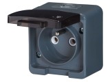 Conector alimentare AC 2P+PE 250VAC 16A gri &icirc;nchis - ABEX