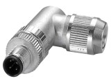 Conector M12 mufă, 4 pini, &icirc;n unghi, IP65, push-lock