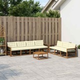vidaXL Set de canapele de exterior cu pernă 8 pcs Natural și Crem 3381294