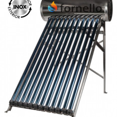 Pachet panou solar presurizat compact FORNELLO SPP-470-H58/1800-12-c cu 12 tuburi vidate de tip heat pipe si boiler din inox de 109 litri, Teava, Vas
