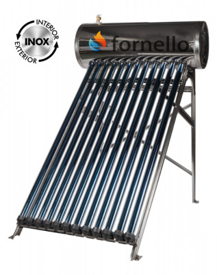 Pachet panou solar presurizat compact FORNELLO SPP-470-H58/1800-12-c cu 12 tuburi vidate de tip heat pipe si boiler din inox de 109 litri, Teava, Vas foto