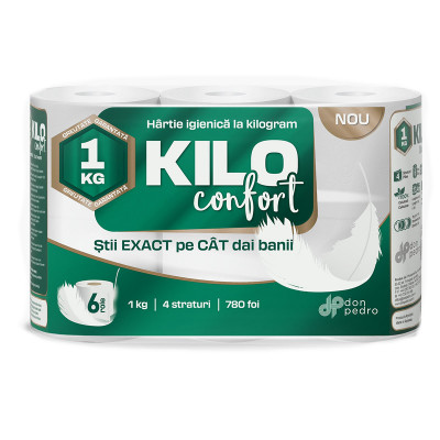 Hartie igienica Kilo Confort, 1 kg, 6 role, 4 straturi, 780 foi foto