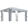 Pavilion cu perdele &amp; siruri lumini LED, alb crem, 4x3 m