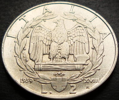 Moneda istorica 2 LIRE - ITALIA FASCISTA, anul 1939 * cod 4735 foto