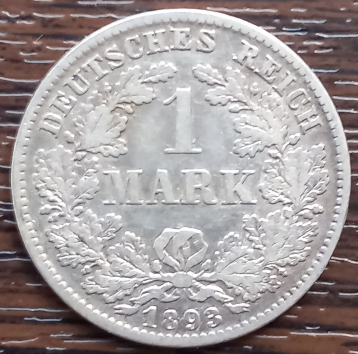 (A355) MONEDA DIN ARGINT GERMANIA - 1 MARK 1893, LIT. D, MAI RARA, TIRAJ MIC