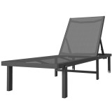 Outsunny Șezlong de grădină cu roți reglabil &icirc;n 4 poziții și Textilene 530g/m&sup2; Gri &Icirc;nchis | Aosom Romania