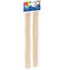 Accesorii creatie decor,2 dantele galbene,diamante autoadezive blister,30cm