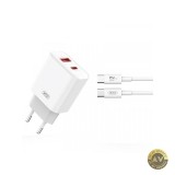Incarcator Retea Cu Cablu USB-C XO Design CE12 20W 3A 1 x USB-A - 1 x USB-C Alb