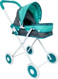 Carucior Landou pentru Papusi, 48x30x57 cm, joc de rol si ingrijire copii, +3 ani, Turcoaz, EMC ONSHOP&reg;