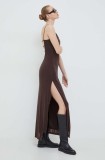 R&eacute;sum&eacute; rochie culoarea maro, maxi, evazată