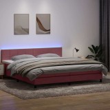 Cumpara ieftin Pat box spring cu saltea, roz, 180x220 cm, catifea