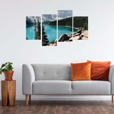 Tablou canvas 4 piese - Lacul cristalin foto