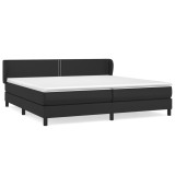 Cumpara ieftin Pat cu arcuri, cu saltea, negru, 200x200 cm, piele ecologica