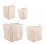 Cumpara ieftin Set 4 cosuri depozitare ratan natur alb Narra 28x28x36h; 38x38x43h; 48x48x50h; 59x59x57h
