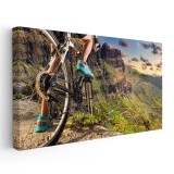 Tablou peisaj munte apus biciclist 2115 Tablou canvas pe panza CU RAMA 60x120 cm