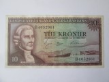 Rara! Islanda 10 Kronur 1957 aUNC,bancnota din imagini
