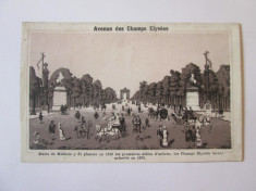 Carte postala pe carton necirculata Paris-Bulevardul Champs Elysees cca.1900 foto