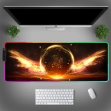 MousePad profesional Gaming RGB mare XXL, Lumini LED, Suprafata moale, Baza Anti-Alunecare Cauciucata, Multiple moduri de iluminare, Luminozitate Ajus, Visionhub