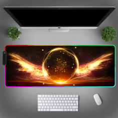 MousePad profesional Gaming RGB mare, Lumini LED, Suprafata moale, Baza Anti-Alunecare Cauciucata, Multiple moduri de iluminare, Luminozitate Ajustabi