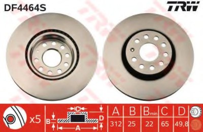 Disc frana VW PASSAT Variant (3C5) (2005 - 2011) TRW DF4464S foto