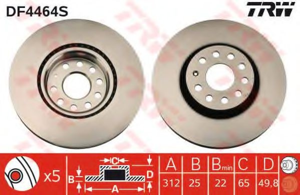 Disc frana VW PASSAT Variant (3C5) (2005 - 2011) TRW DF4464S