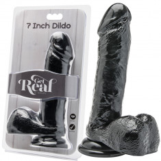 Dildo negru cu testicule Get Real Black 7&amp;#039;&amp;#039; negru