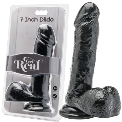 Dildo negru cu testicule Get Real Black 7&amp;amp;#039;&amp;amp;#039; negru foto