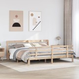 Cumpara ieftin Cadru pat cu tăblie 200x200 cm, lemn masiv de pin