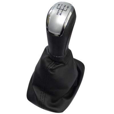 Nuca schimbator viteze cu manson AERZETIX, piele sintetica, compatibil Skoda Fabia 1, 5 viteze, SilverCap foto