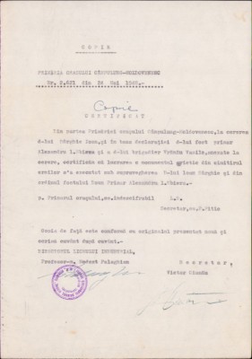 HST A2588N Copie autentificată certificat C&amp;acirc;mpulung Moldovenesc 1948 S&amp;acirc;rghie foto