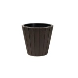 Ghiveci decorativ de flori, rotund, maro, 11/21 L, 34.8x32.5 cm, Woode, Prosperplast
