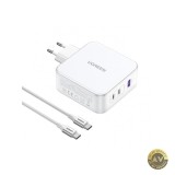 Incarcator Retea Cu Cablu USB-C UGREEN CD289 140W 5A 1 x USB-A - 2 x USB-C Alb
