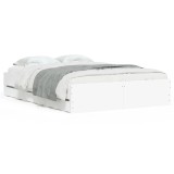 Cumpara ieftin Cadru de pat cu sertare, alb, 135x190 cm, lemn prelucrat