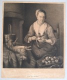 Gabriel Metzu &quot;Une cuisiniere&quot; gravura veche cca1803-1810, Scene gen, Cerneala, Altul
