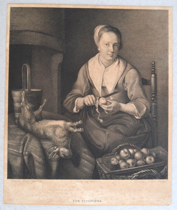 Gabriel Metzu &quot;Une cuisiniere&quot; gravura veche cca1803-1810