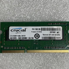 Memorii Laptop Crucial 4GB 1600Mhz PC3L 1.35V CT51264BF160BJ CL11