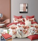 Cumpara ieftin Lenjerie Pat Desperada Sx178, Bumbac, 6 Piese, Cu Elastic, Crem, Imprimeu, Rosu